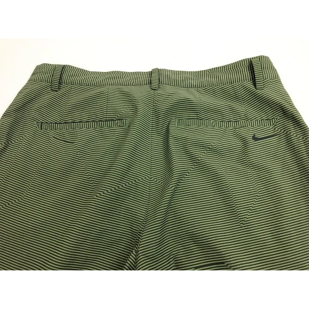 Nike Shorts Mens Sz 30 Golf Dri-Fit green gray striped Stretch 10